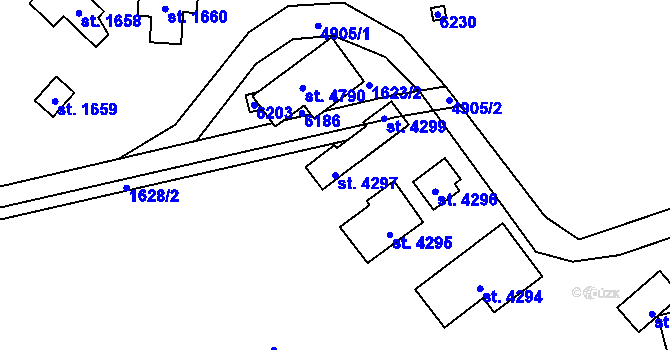 Parcela st. 4297 v KÚ Rožnov pod Radhoštěm, Katastrální mapa