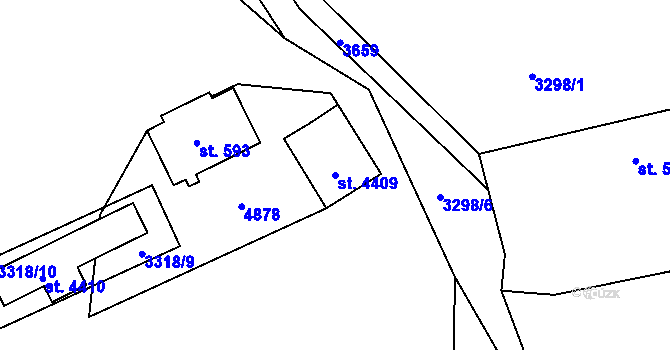 Parcela st. 4409 v KÚ Rožnov pod Radhoštěm, Katastrální mapa