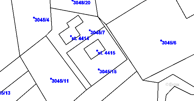 Parcela st. 4415 v KÚ Rožnov pod Radhoštěm, Katastrální mapa