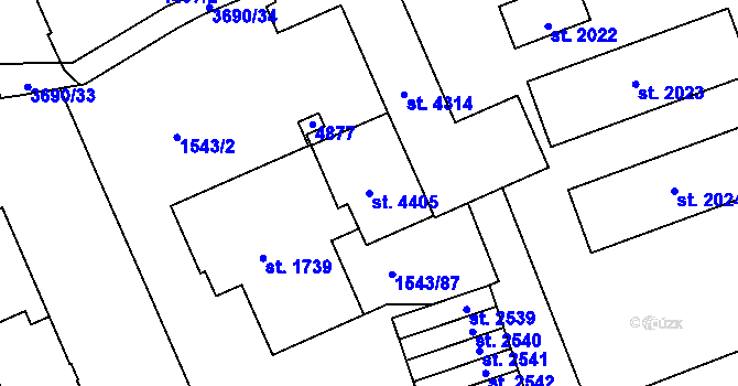 Parcela st. 4405 v KÚ Rožnov pod Radhoštěm, Katastrální mapa