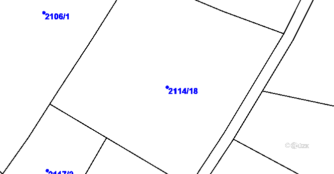 Parcela st. 2114/18 v KÚ Rožnov pod Radhoštěm, Katastrální mapa