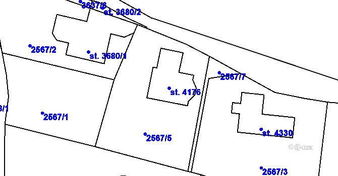 Parcela st. 4176 v KÚ Rožnov pod Radhoštěm, Katastrální mapa
