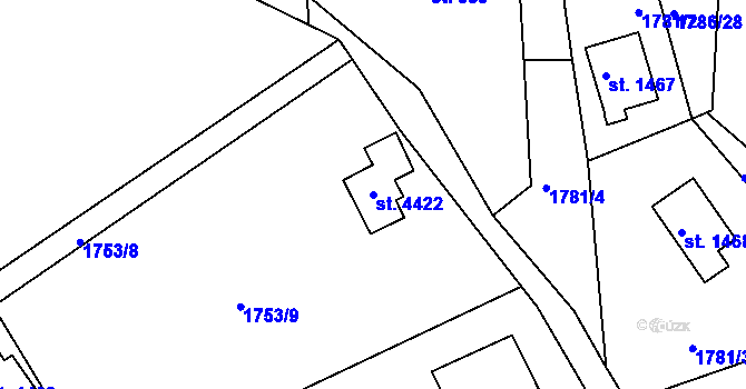 Parcela st. 4422 v KÚ Rožnov pod Radhoštěm, Katastrální mapa