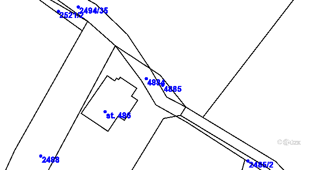 Parcela st. 4885 v KÚ Rožnov pod Radhoštěm, Katastrální mapa