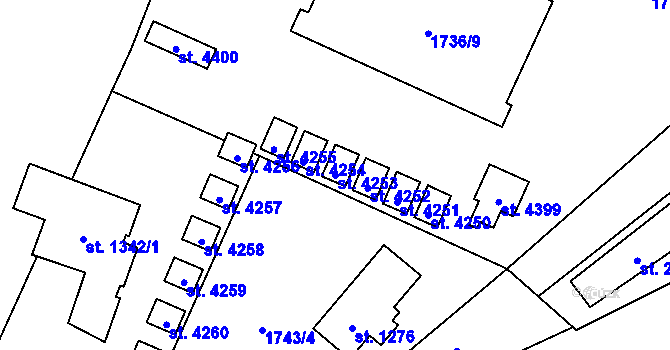 Parcela st. 4253 v KÚ Rožnov pod Radhoštěm, Katastrální mapa