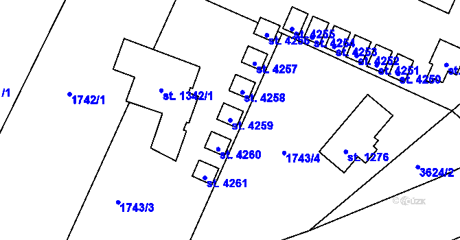 Parcela st. 4259 v KÚ Rožnov pod Radhoštěm, Katastrální mapa
