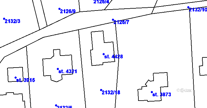 Parcela st. 4428 v KÚ Rožnov pod Radhoštěm, Katastrální mapa