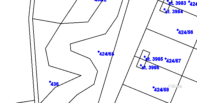 Parcela st. 424/65 v KÚ Rožnov pod Radhoštěm, Katastrální mapa