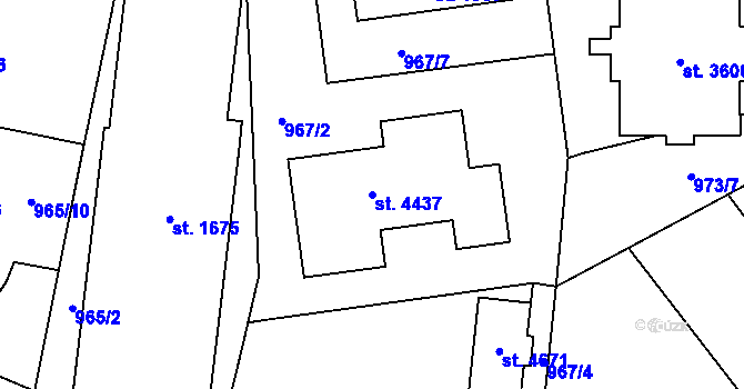 Parcela st. 4437 v KÚ Rožnov pod Radhoštěm, Katastrální mapa