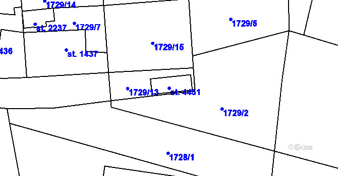 Parcela st. 4451 v KÚ Rožnov pod Radhoštěm, Katastrální mapa