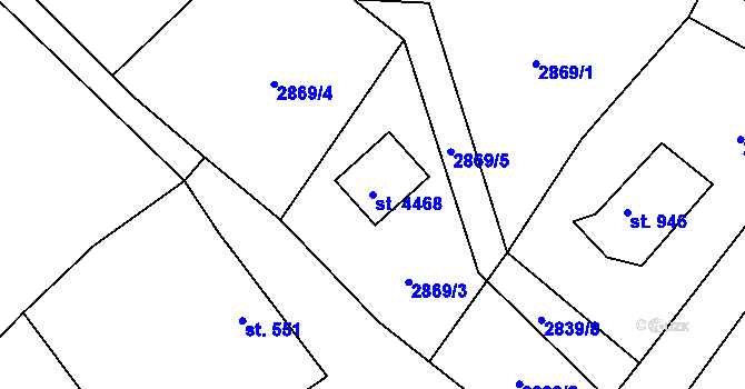 Parcela st. 4468 v KÚ Rožnov pod Radhoštěm, Katastrální mapa