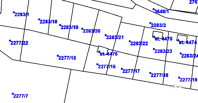 Parcela st. 4476 v KÚ Rožnov pod Radhoštěm, Katastrální mapa