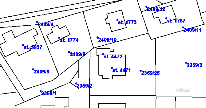 Parcela st. 4472 v KÚ Rožnov pod Radhoštěm, Katastrální mapa