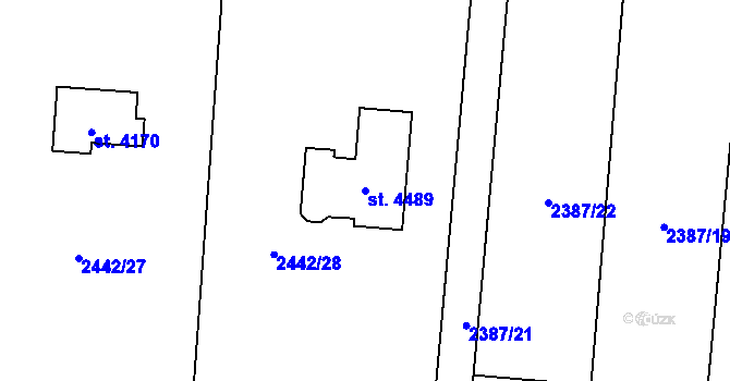 Parcela st. 4489 v KÚ Rožnov pod Radhoštěm, Katastrální mapa