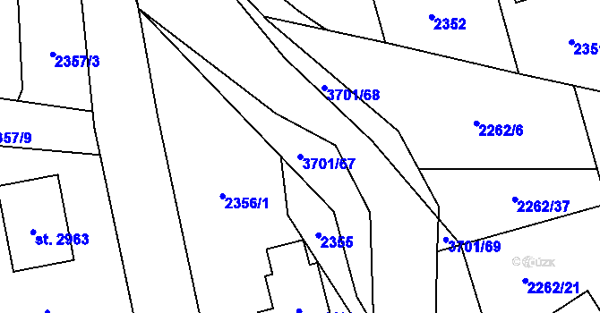 Parcela st. 3701/67 v KÚ Rožnov pod Radhoštěm, Katastrální mapa