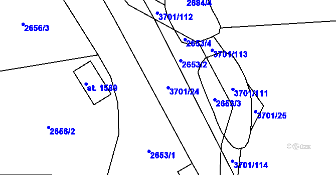 Parcela st. 3701/24 v KÚ Rožnov pod Radhoštěm, Katastrální mapa