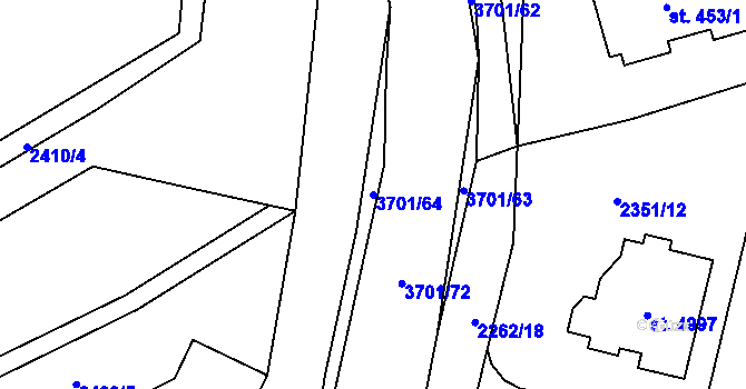 Parcela st. 3701/64 v KÚ Rožnov pod Radhoštěm, Katastrální mapa