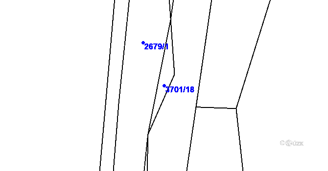 Parcela st. 3701/18 v KÚ Rožnov pod Radhoštěm, Katastrální mapa