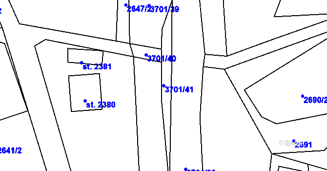 Parcela st. 3701/41 v KÚ Rožnov pod Radhoštěm, Katastrální mapa