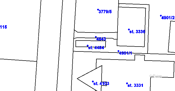 Parcela st. 4484 v KÚ Rožnov pod Radhoštěm, Katastrální mapa