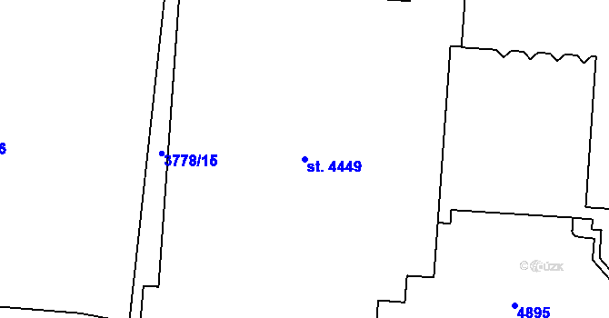 Parcela st. 4449 v KÚ Rožnov pod Radhoštěm, Katastrální mapa