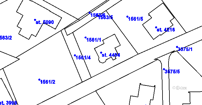 Parcela st. 4494 v KÚ Rožnov pod Radhoštěm, Katastrální mapa