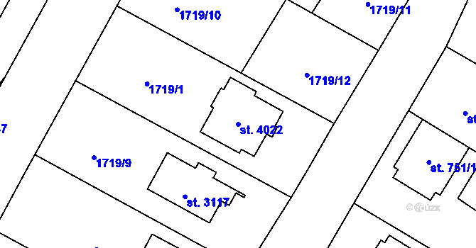 Parcela st. 4022 v KÚ Rožnov pod Radhoštěm, Katastrální mapa