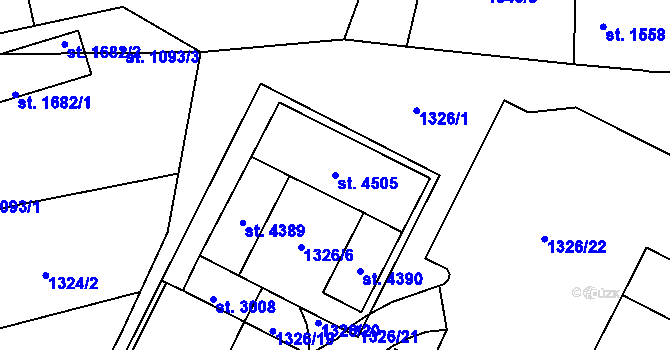 Parcela st. 4505 v KÚ Rožnov pod Radhoštěm, Katastrální mapa