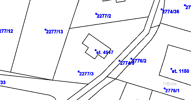 Parcela st. 4517 v KÚ Rožnov pod Radhoštěm, Katastrální mapa