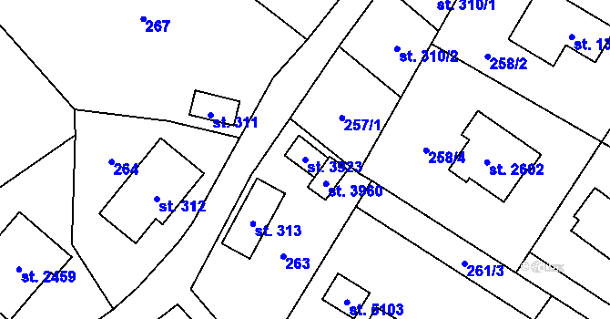 Parcela st. 3923 v KÚ Rožnov pod Radhoštěm, Katastrální mapa