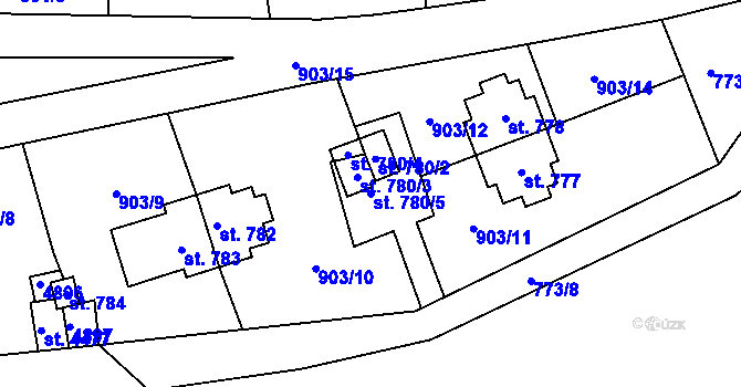 Parcela st. 780/5 v KÚ Rožnov pod Radhoštěm, Katastrální mapa