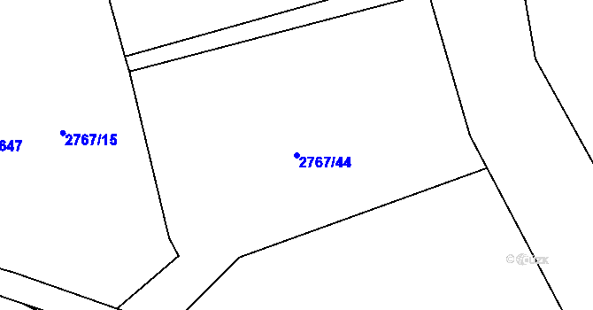 Parcela st. 2767/44 v KÚ Rožnov pod Radhoštěm, Katastrální mapa