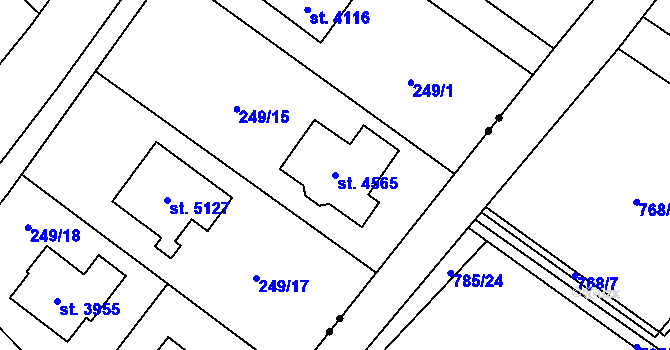 Parcela st. 4565 v KÚ Rožnov pod Radhoštěm, Katastrální mapa