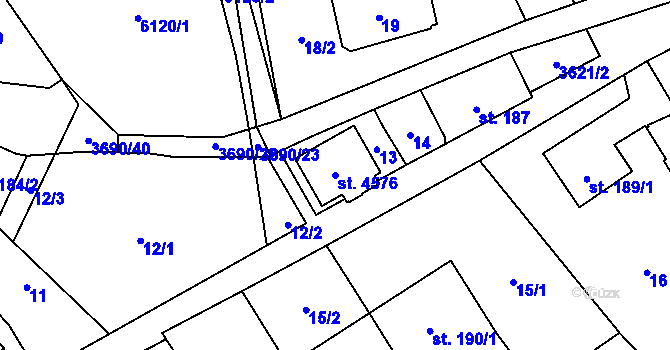 Parcela st. 4576 v KÚ Rožnov pod Radhoštěm, Katastrální mapa