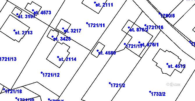 Parcela st. 4589 v KÚ Rožnov pod Radhoštěm, Katastrální mapa