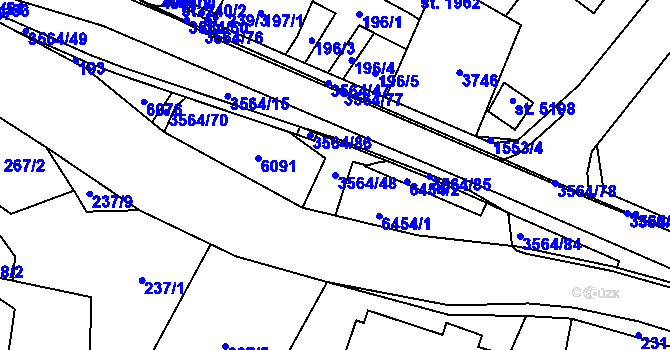 Parcela st. 3564/48 v KÚ Rožnov pod Radhoštěm, Katastrální mapa