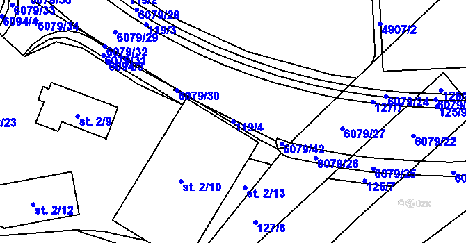 Parcela st. 119/4 v KÚ Rožnov pod Radhoštěm, Katastrální mapa