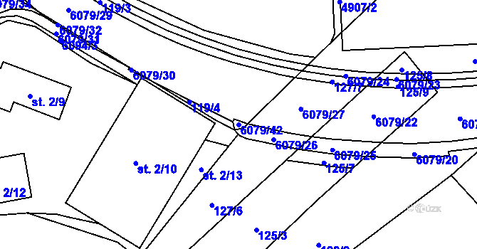 Parcela st. 6079/42 v KÚ Rožnov pod Radhoštěm, Katastrální mapa