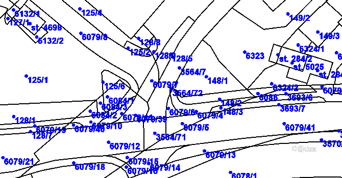 Parcela st. 3564/72 v KÚ Rožnov pod Radhoštěm, Katastrální mapa