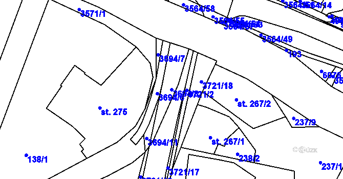 Parcela st. 3694/8 v KÚ Rožnov pod Radhoštěm, Katastrální mapa