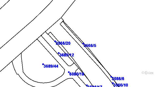 Parcela st. 3566/5 v KÚ Rožnov pod Radhoštěm, Katastrální mapa