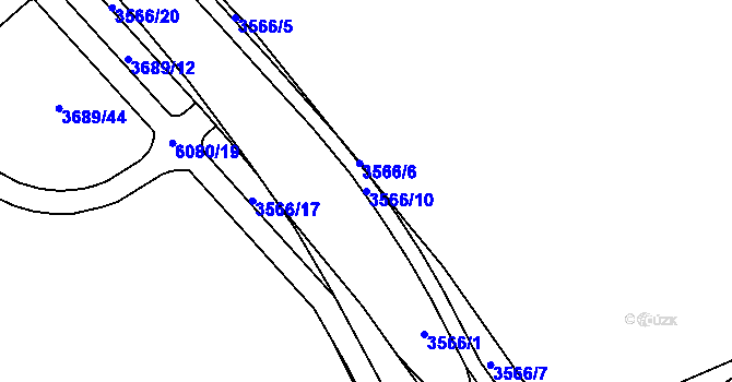 Parcela st. 3566/10 v KÚ Rožnov pod Radhoštěm, Katastrální mapa