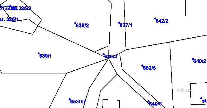 Parcela st. 639/3 v KÚ Rožnov pod Radhoštěm, Katastrální mapa