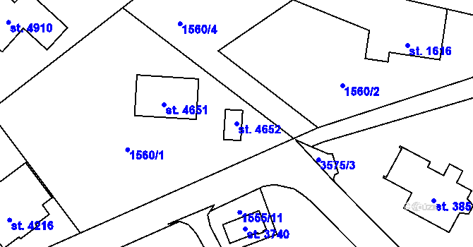 Parcela st. 4652 v KÚ Rožnov pod Radhoštěm, Katastrální mapa