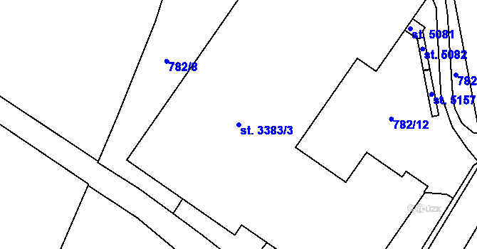 Parcela st. 3383/3 v KÚ Rožnov pod Radhoštěm, Katastrální mapa