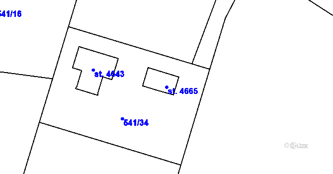 Parcela st. 4665 v KÚ Rožnov pod Radhoštěm, Katastrální mapa