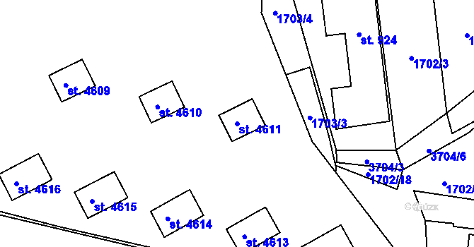 Parcela st. 4611 v KÚ Rožnov pod Radhoštěm, Katastrální mapa