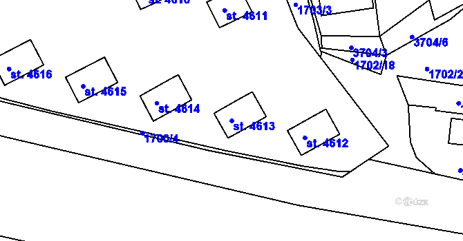 Parcela st. 4613 v KÚ Rožnov pod Radhoštěm, Katastrální mapa