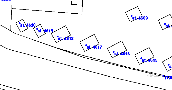 Parcela st. 4617 v KÚ Rožnov pod Radhoštěm, Katastrální mapa