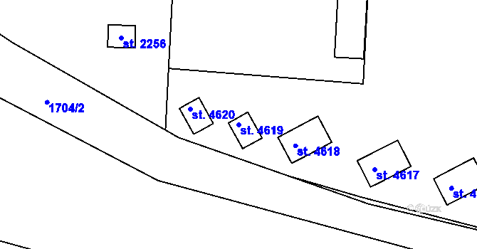 Parcela st. 4619 v KÚ Rožnov pod Radhoštěm, Katastrální mapa